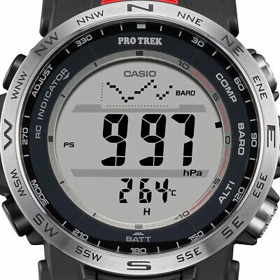 Pre-owned Casio Pro Trek Prw-35-1ajf Climber Triple Sensor Digital Solar Atomic Men Watch