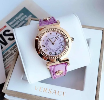 Pre-owned Versace Vanity Purple Dial Sapphire Crystal Women's Watch P5q80d702s702