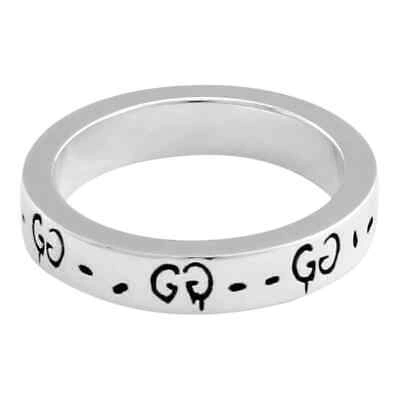 Pre-owned Gucci Sterling Silver Gg Ghost Ring