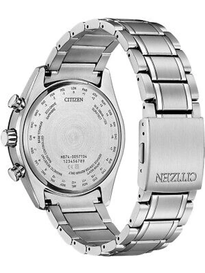 Pre-owned Citizen By1018-80e Eco-drive Moon Phase Titanium Radio Contr.
