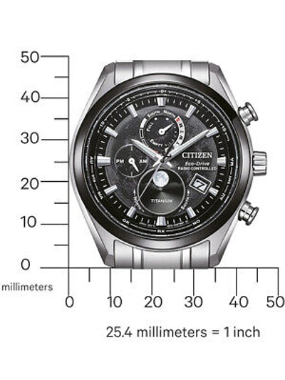 Pre-owned Citizen By1018-80e Eco-drive Moon Phase Titanium Radio Contr.