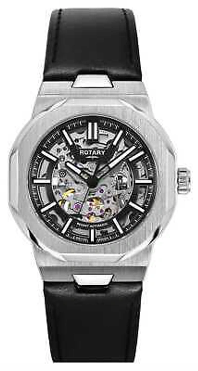 Pre-owned Rotary Sport Skeleton Automatic (40mm) Black Dial / Black Leather Gs05495/04