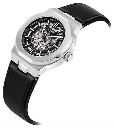 Pre-owned Rotary Sport Skeleton Automatic (40mm) Black Dial / Black Leather Gs05495/04