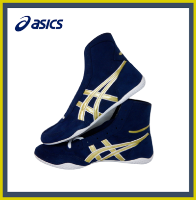 Pre-owned Asics Wrestling Shoes 1083a001 Navy Gold Edge White All Sizes Can Be Produced