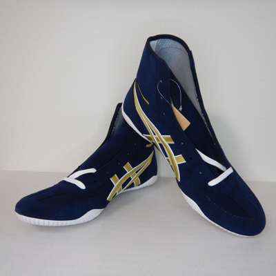 Pre-owned Asics Wrestling Shoes 1083a001 Navy Gold Edge White All Sizes Can Be Produced