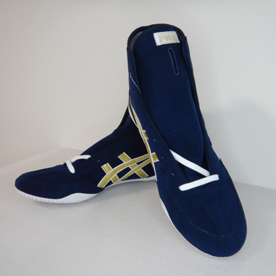 Pre-owned Asics Wrestling Shoes 1083a001 Navy Gold Edge White All Sizes Can Be Produced