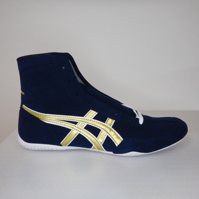 Pre-owned Asics Wrestling Shoes 1083a001 Navy Gold Edge White All Sizes Can Be Produced