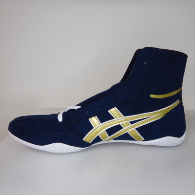 Pre-owned Asics Wrestling Shoes 1083a001 Navy Gold Edge White All Sizes Can Be Produced