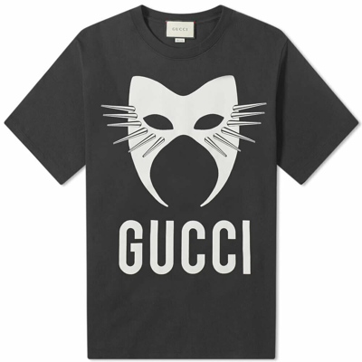 Pre-owned Gucci Spike Mask Print Cotton Oversize Black T-shirt