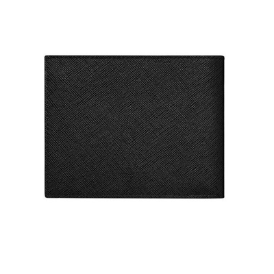 Pre-owned Montblanc Original  Sartorial Natural Leather 6cc Wallet Purse For Men Two Tone In Black