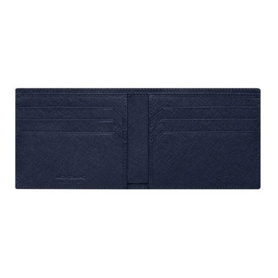 Pre-owned Montblanc Original  Sartorial Natural Leather 6cc Wallet Purse For Men Two Tone In Black