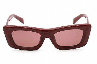 Pre-owned Prada 0pr 13zsf 15d08s Sunglasses Red Marble Frame Dark Violet Lenses 52 Mm In Purple