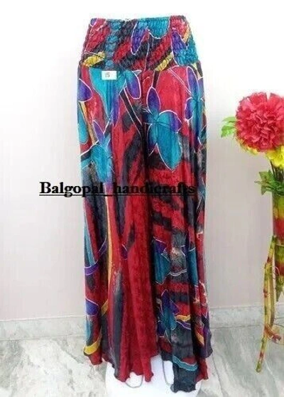 Pre-owned Handmade Wholesale 20 Pcs Vintage Sari Printed Wide Leg Boho Gypsy Palazzo Pants Trousers In Multicolor