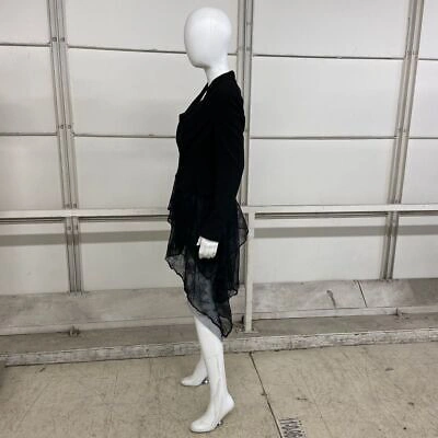Pre-owned Bcbgmaxazria Double-breasted Lace Hem Blazer Women's Size 2xs Black