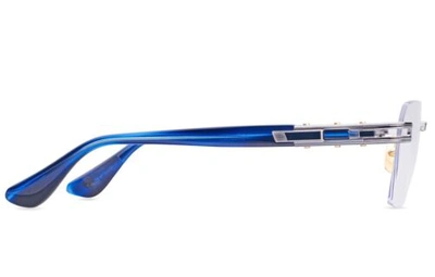 Pre-owned Dita Meta Evo Rx Dtx 154-a-02 Antique Silver Blue Swirl Rimless Eyeglasses In Clear