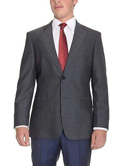 Pre-owned Hugo Boss Paolini Charcoal Gray Striped Super 130's Wool Blazer Sportcoat