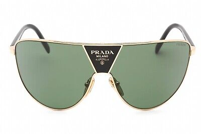 Pre-owned Prada 0pr 69zs 5ak05v Sunglasses Gold Black Frame Green Lenses 13mm