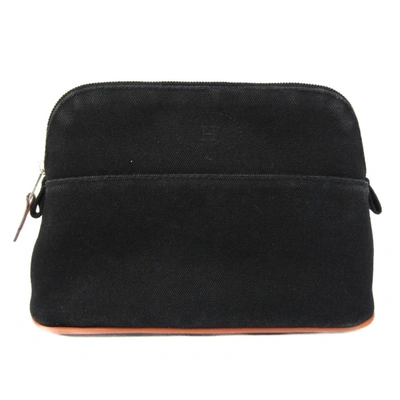 Shop Hermes Bolide Cotton Clutch Bag () In Black