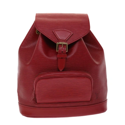 Pre-owned Louis Vuitton Montsouris Leather Backpack Bag () In Red