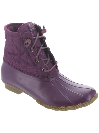 Shop Sperry Saltwater Womens Lace-up Round Toe Ankle Boots In Purple