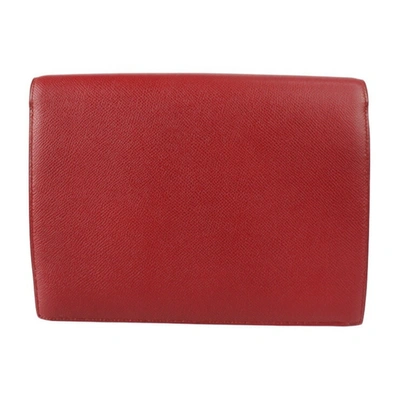 Shop Hermes Faco Leather Clutch Bag () In Red