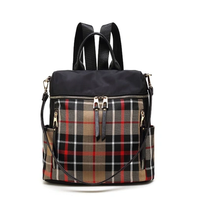 Mkf Collection By Mia K Nishi Nylon Plaid Backpack For Women's In Brown