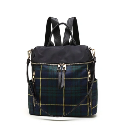 Mkf Collection By Mia K Nishi Nylon Plaid Backpack For Women's In Green