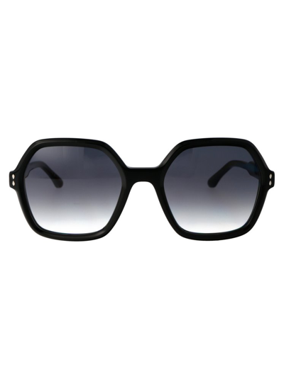 Shop Isabel Marant Geometric Frame Sunglasses In Black
