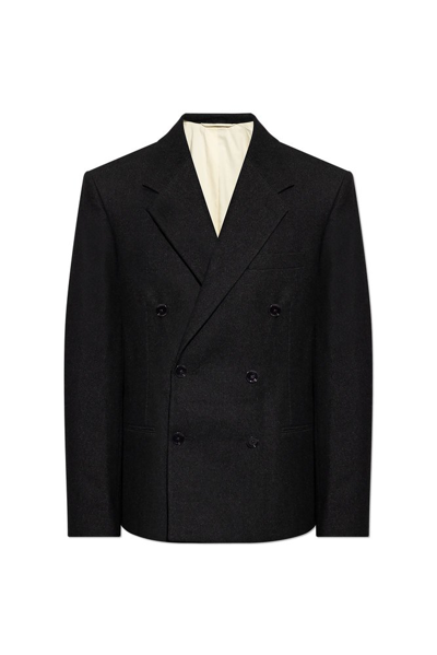 Shop Lemaire Double Breasted Blazer In Black