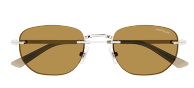 Shop Montblanc Oval Frame Sunglasses In Multi