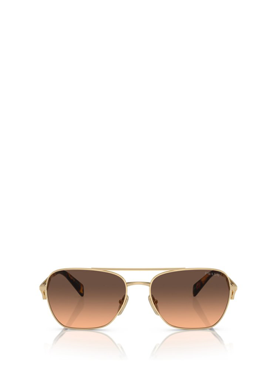Shop Prada Eyewear Pilot Frame Sunglasses In Gold