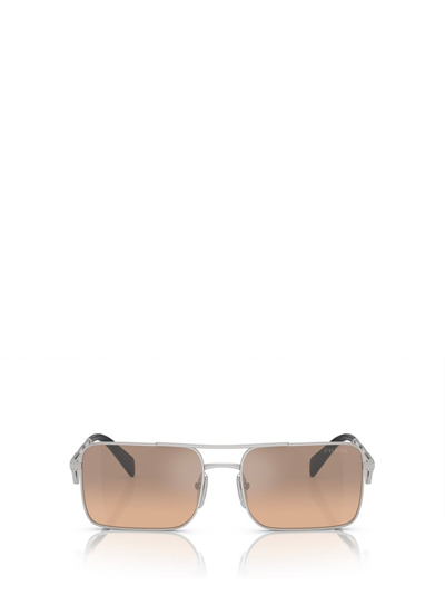 Shop Prada Eyewear Rectangle Frame Sunglasses In Silver