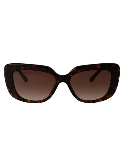 Shop Bulgari Rectangular Frame Sunglasses In Brown