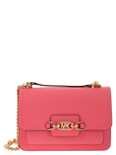 Shop Michael Michael Kors Heather Logo Plaque Shoulder Bag In Pink