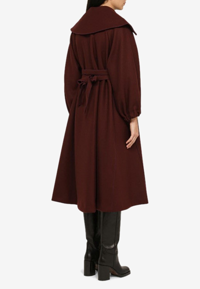 Shop Patou Double-breasted Wool Coat In Burgundy