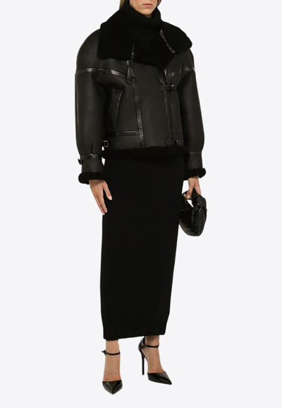 Shop Saint Laurent Faux-fur Leather Jacket In Black