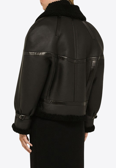 Shop Saint Laurent Faux-fur Leather Jacket In Black