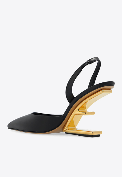 Shop Fendi First 95 Slingback Pumps In Calf Leather In Black