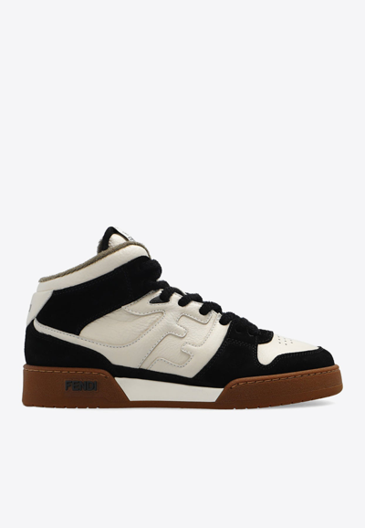 Shop Fendi Match High-top Sneakers In Leather And Suede In Black