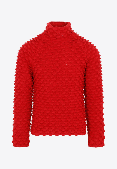 Shop Bottega Veneta Fish Scale Wool Sweater In Scarlet