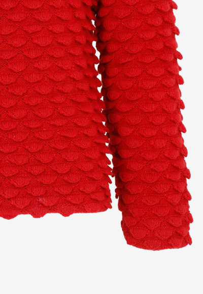 Shop Bottega Veneta Fish Scale Wool Sweater In Scarlet