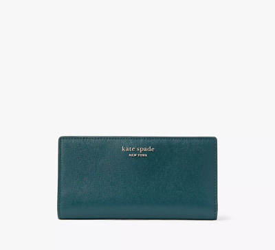 Shop Kate Spade Morgan Slim Bifold Wallet In Artesian Green