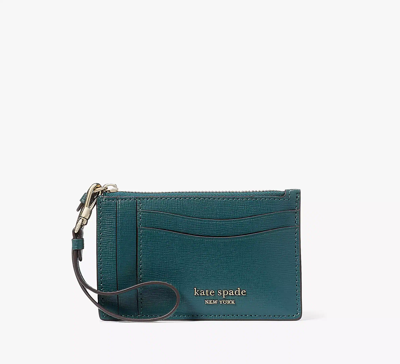 Shop Kate Spade Morgan Card Case Wristlet In Artesian Green