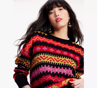 Shop Kate Spade Carnival Fair Isle Sweater In Engine Red