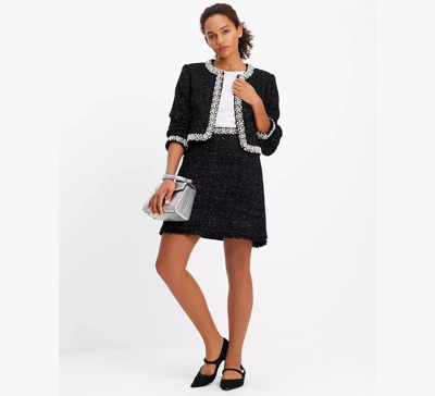 Shop Kate Spade Embellished Tweed Skirt In Black