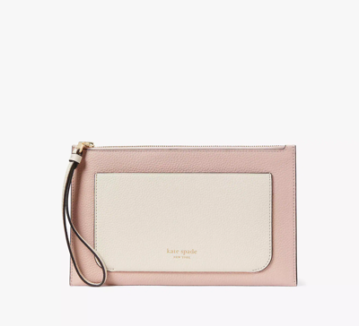 Shop Kate Spade Ava Colorblocked Wristlet In French Rose