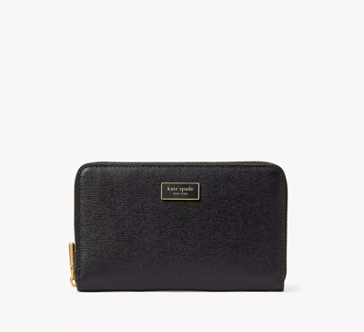 Shop Kate Spade Katy Medium Zip-around Wallet In Black