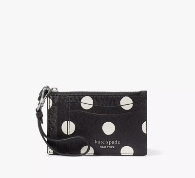 Shop Kate Spade Morgan Sunshine Dot Card Case Wristlet In Black