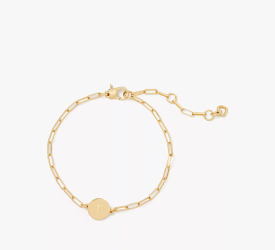 Shop Kate Spade T Initial Chain Bracelet In Gold