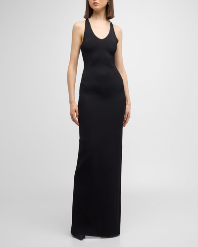 Shop Brandon Maxwell Reversible Scoop-neck Knit Dress With Hardware Detail In Black White